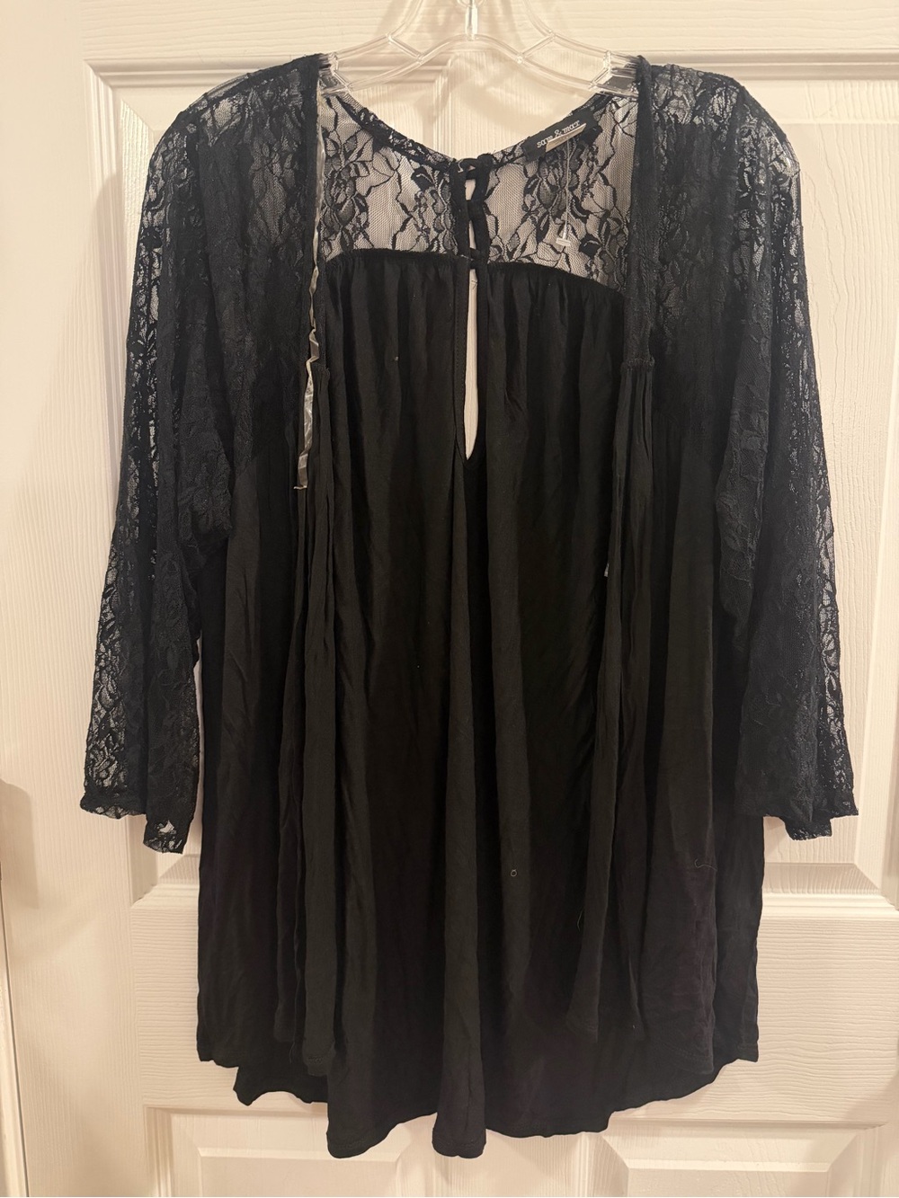 Sam & Max Black Lace Cardigan Top Size 1X